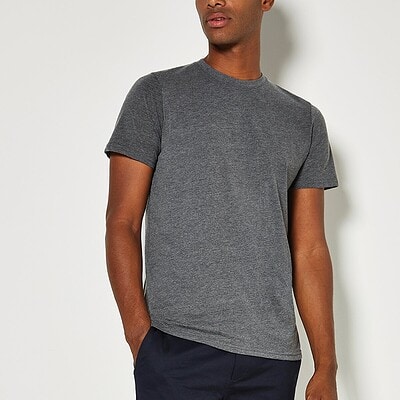 Men's grey superwash 60 T-shirt with a fashion fit, ideal for embroidery.