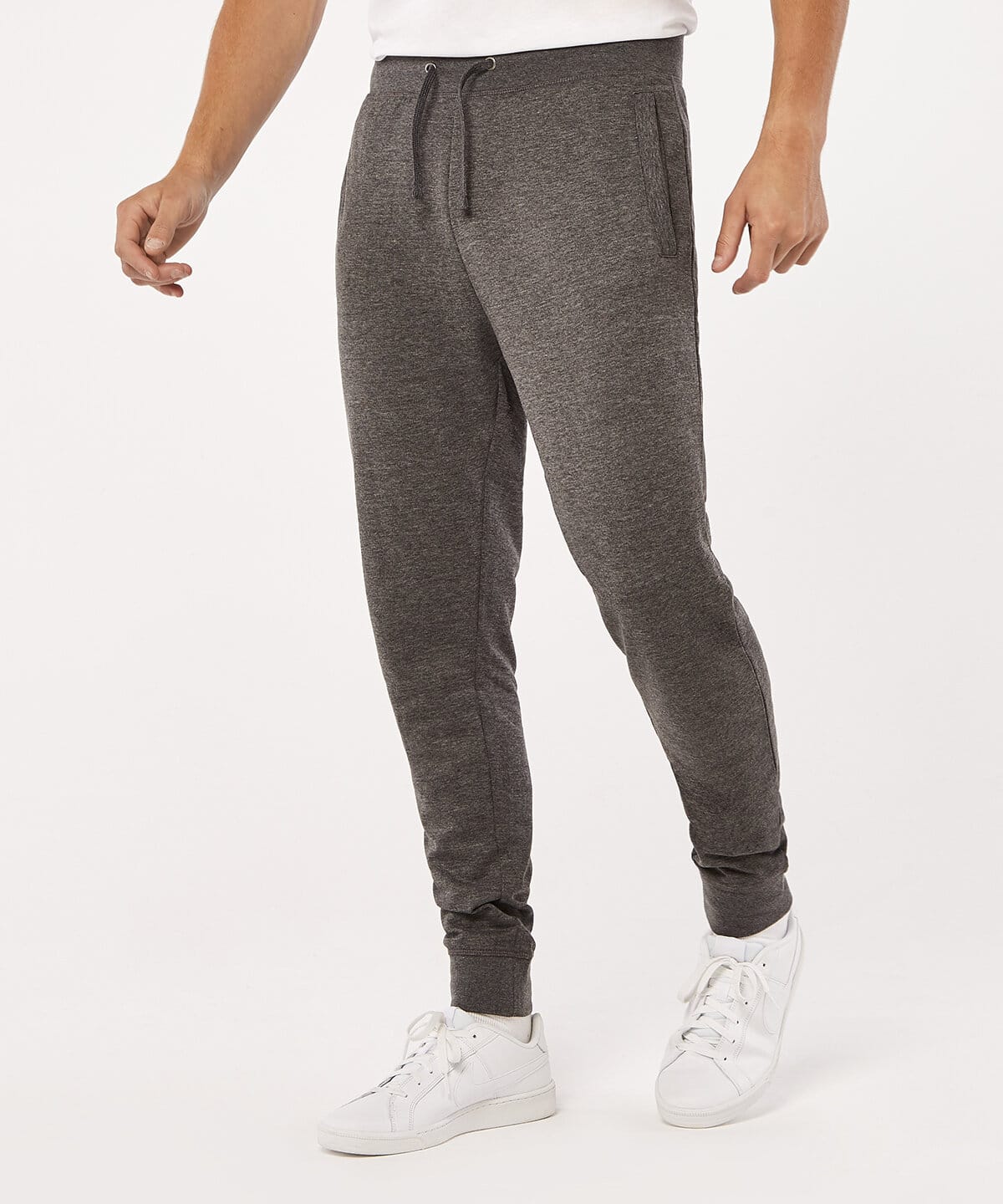 Men's grey embroidered joggers for workwear and personalised uniforms.