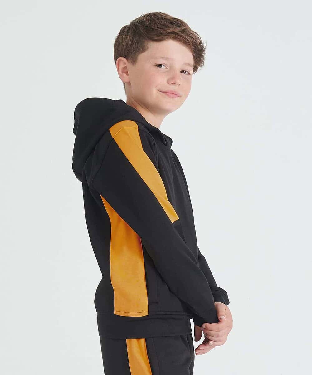 Kids team hoodie with black and yellow design for embroidery.