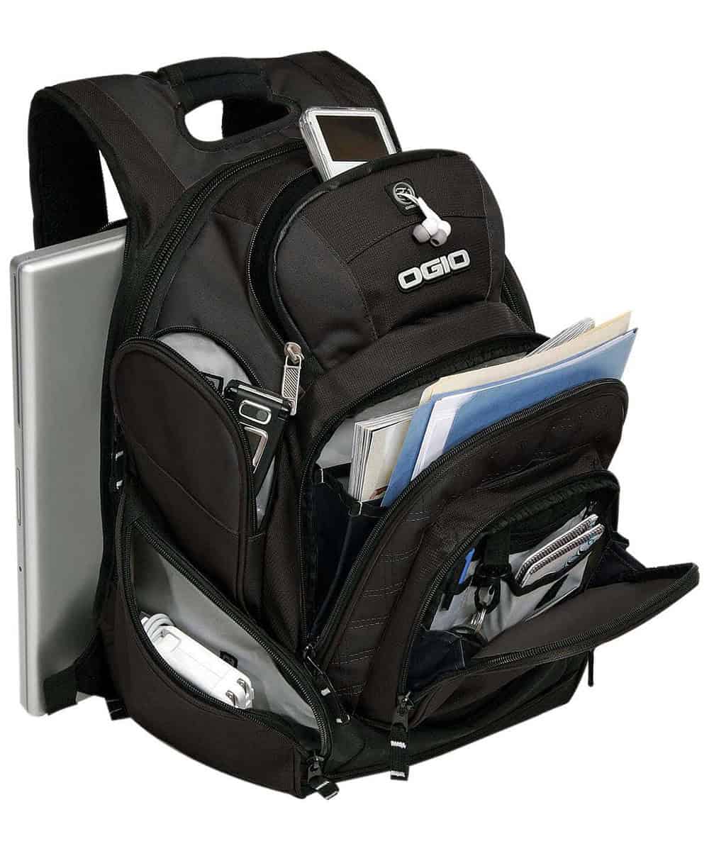 Ogio Mastermind backpack with laptop and accessories for personalised embroidery.