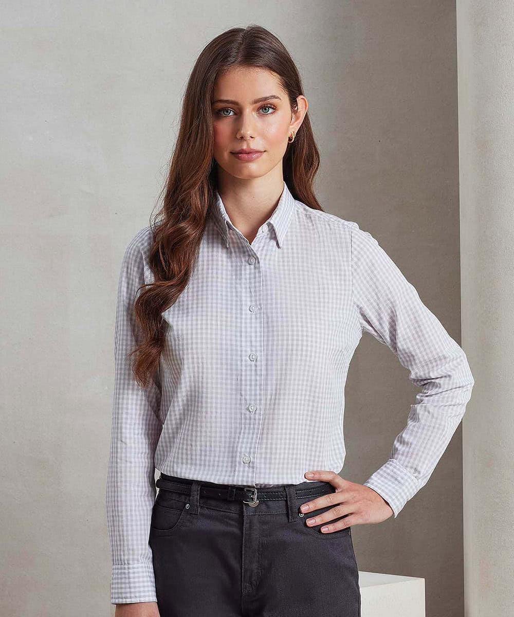 Embroidered Women's Maxton Check Long Sleeve Shirt, perfect for personalised embroidery and workwear.