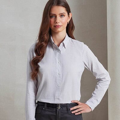 Embroidered Women's Maxton Check Long Sleeve Shirt, perfect for personalised embroidery and workwear.