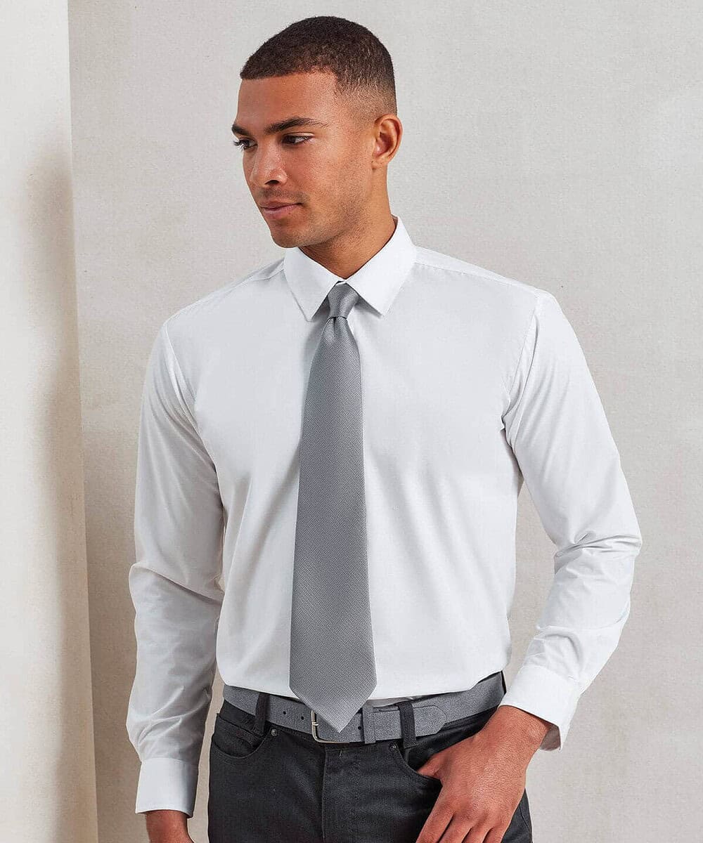 Embroidered fashion tie in grey from Premier PR765 Colours collection. Perfect for personalised embr.