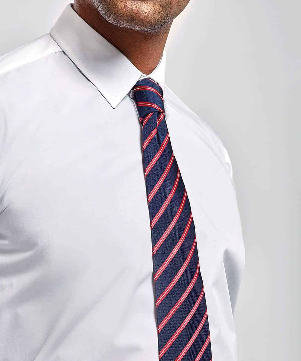 Embroidered sports stripe tie for personalised workwear and corporate uniforms. Perfect for embroide.