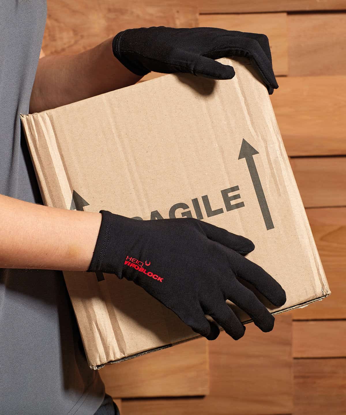 High-quality black work gloves with red logo for embroidery or personalisation.