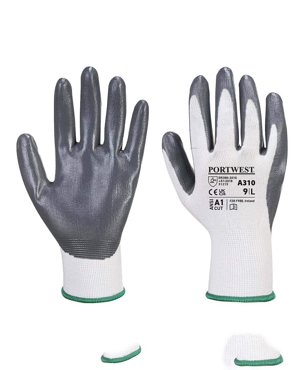 High-quality Portwest nitrile work glove with flexible grip for embroidery tasks.