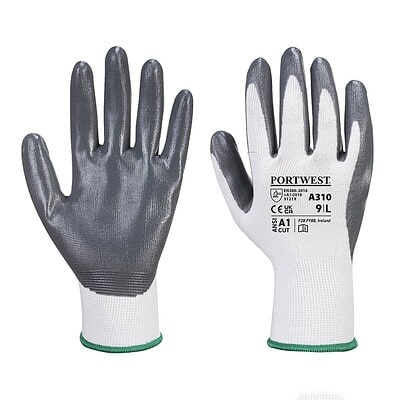 High-quality Portwest nitrile work glove with flexible grip for embroidery tasks.