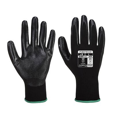 Black Portwest Dexti Grip Gloves with textured palms for enhanced grip.