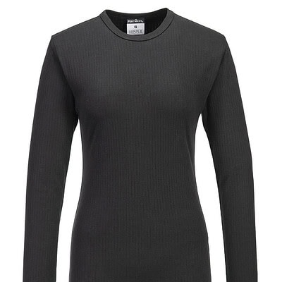 Black women's Baselayer top, ideal for embroidery and workwear.