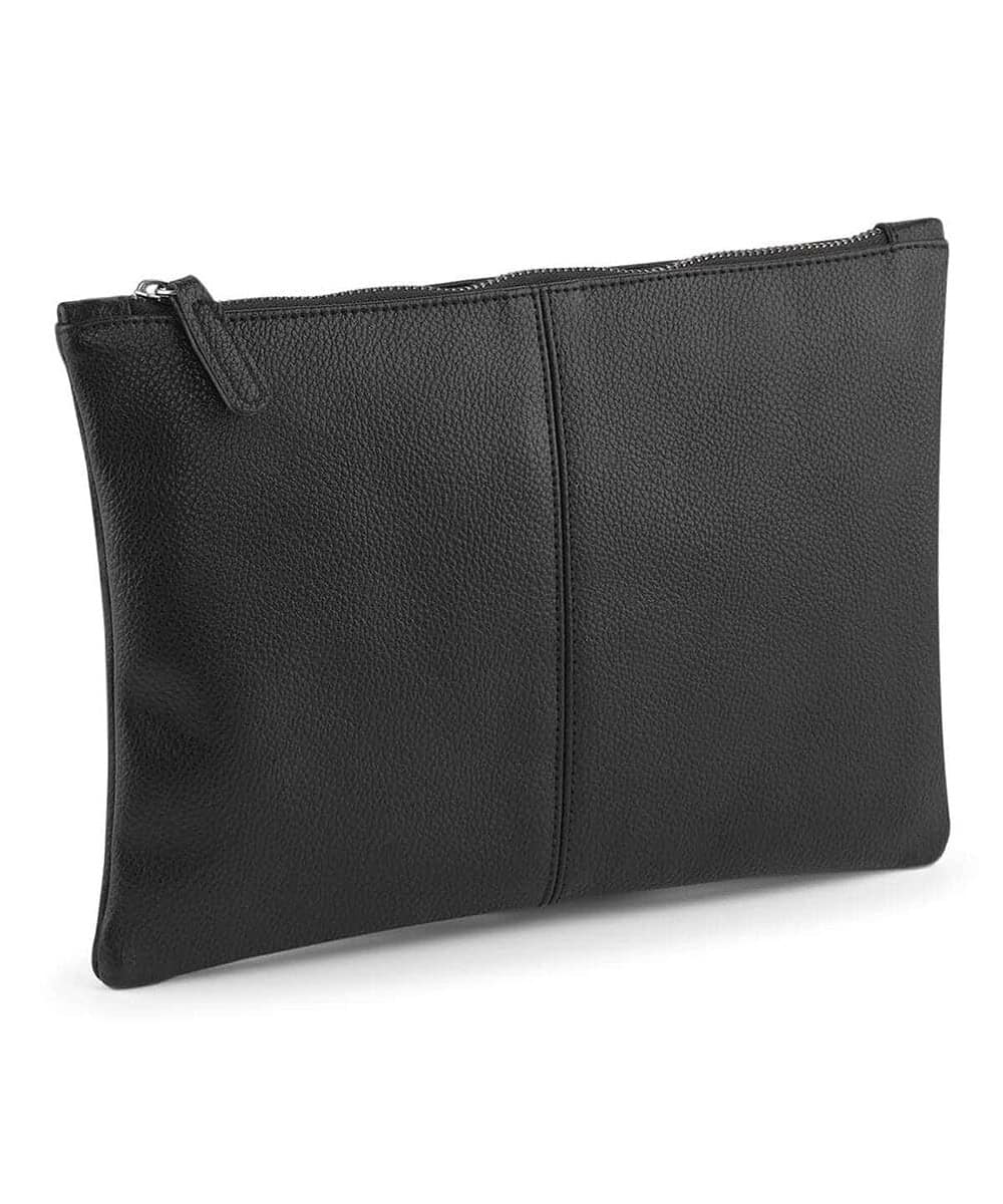 Personalised embroidered accessory pouch for workwear. Durable black Nuhide material with zip closur.
