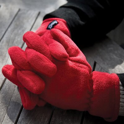 Personalised Polartherm gloves in red, ideal for winter workwear and embroidery projects.