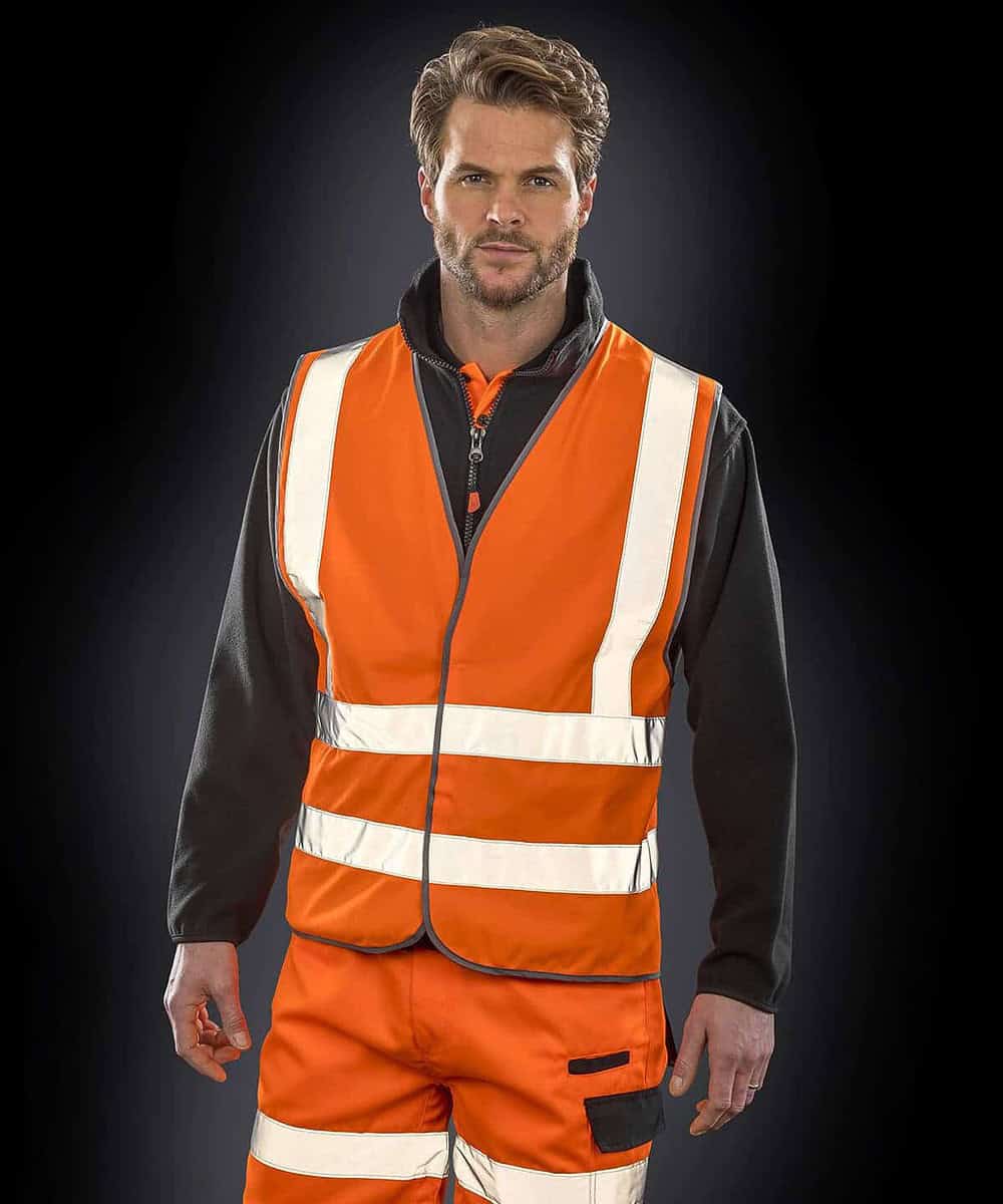 High-Visibility Safety Vest with reflective stripes for safety and visibility.