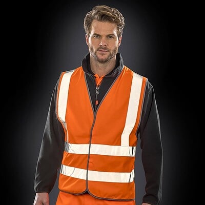 High-Visibility Safety Vest with reflective stripes for safety and visibility.