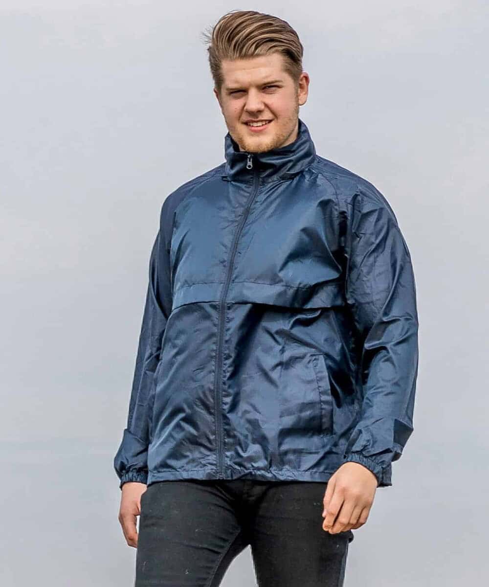 Embroidered Core Windcheater jacket in navy blue, perfect for personalised workwear and promotional.
