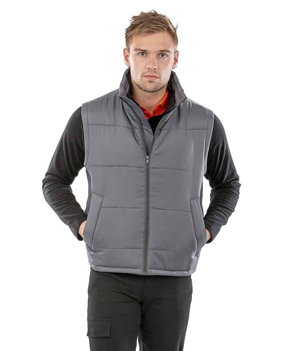 Embroidered workwear core bodywarmer in grey, perfect for personalised branding and embroidery proje.