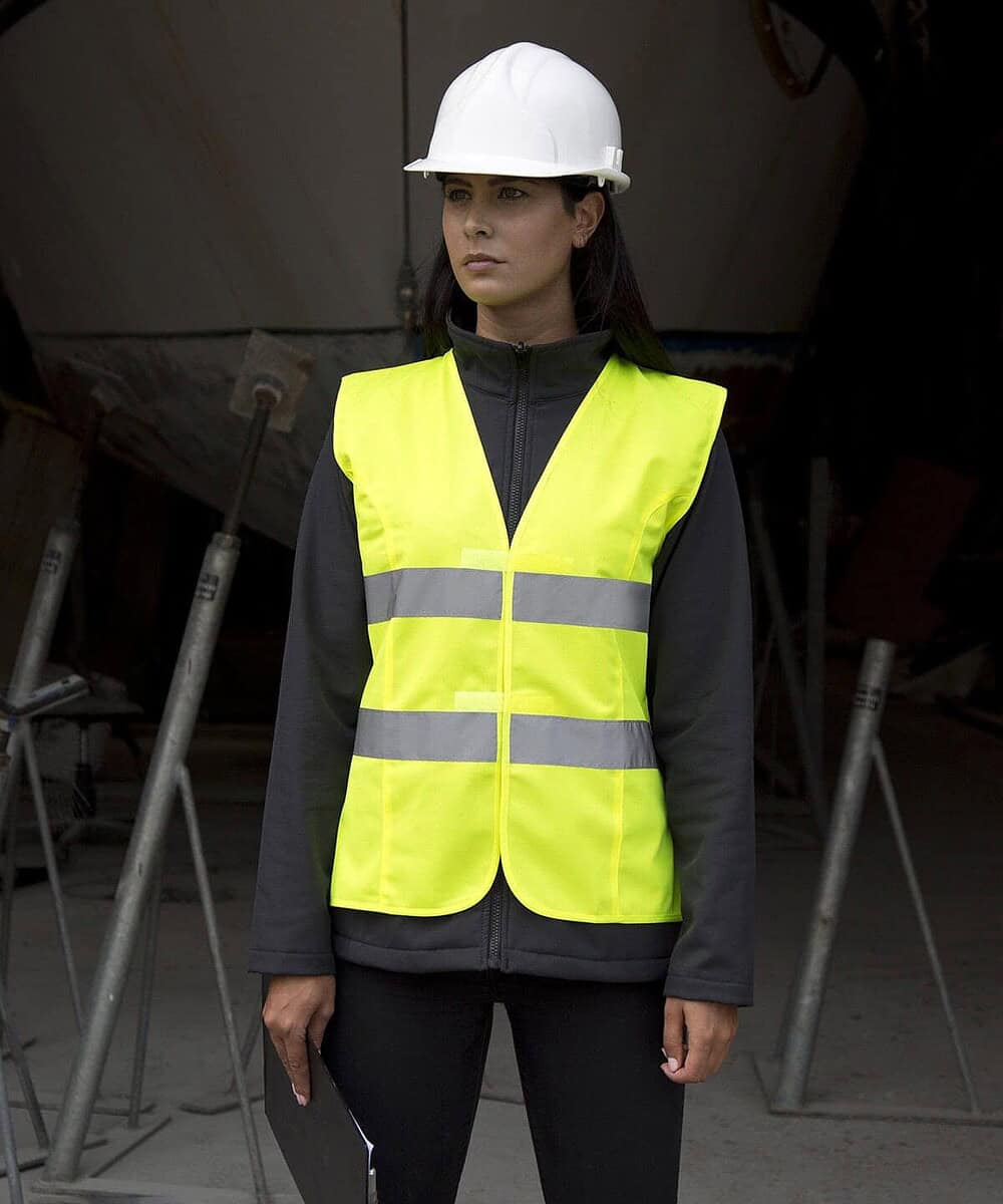 High-Viz Women's Safety Vest with reflective stripes for visibility.