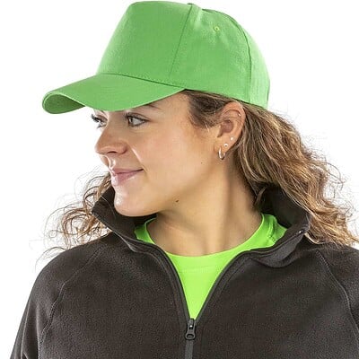 Green 5-Panel Polycotton Cap for Custom Printing and Branding.