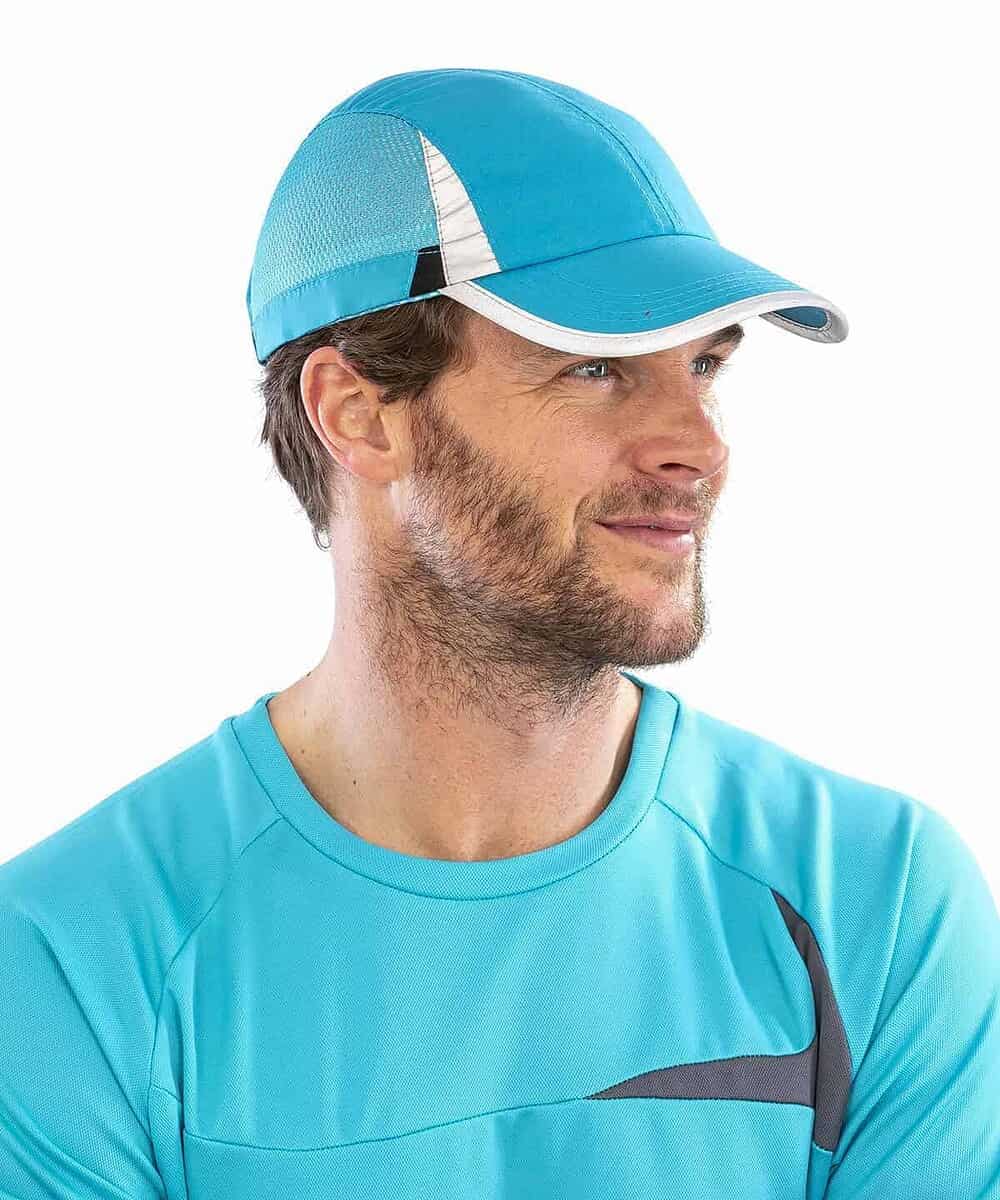 Sporty blue RC86X cap with personalised logo embroidery for promotional or team use.
