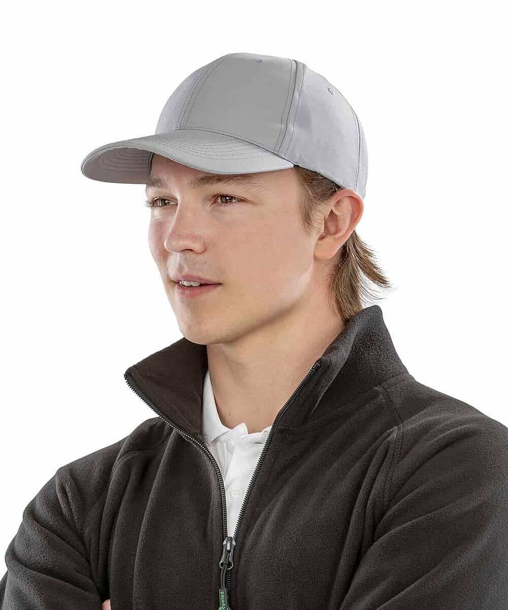 Recycled low-profile cap with personalised logo embroidery. Perfect for workwear or casual wear, eco.