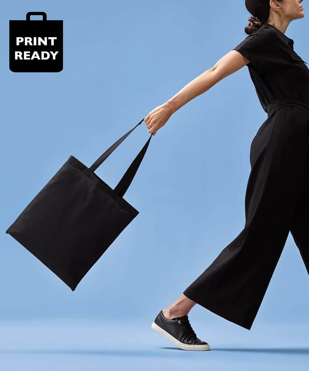 Long handle cotton shopper bag ideal for personalised branding and promotional use.