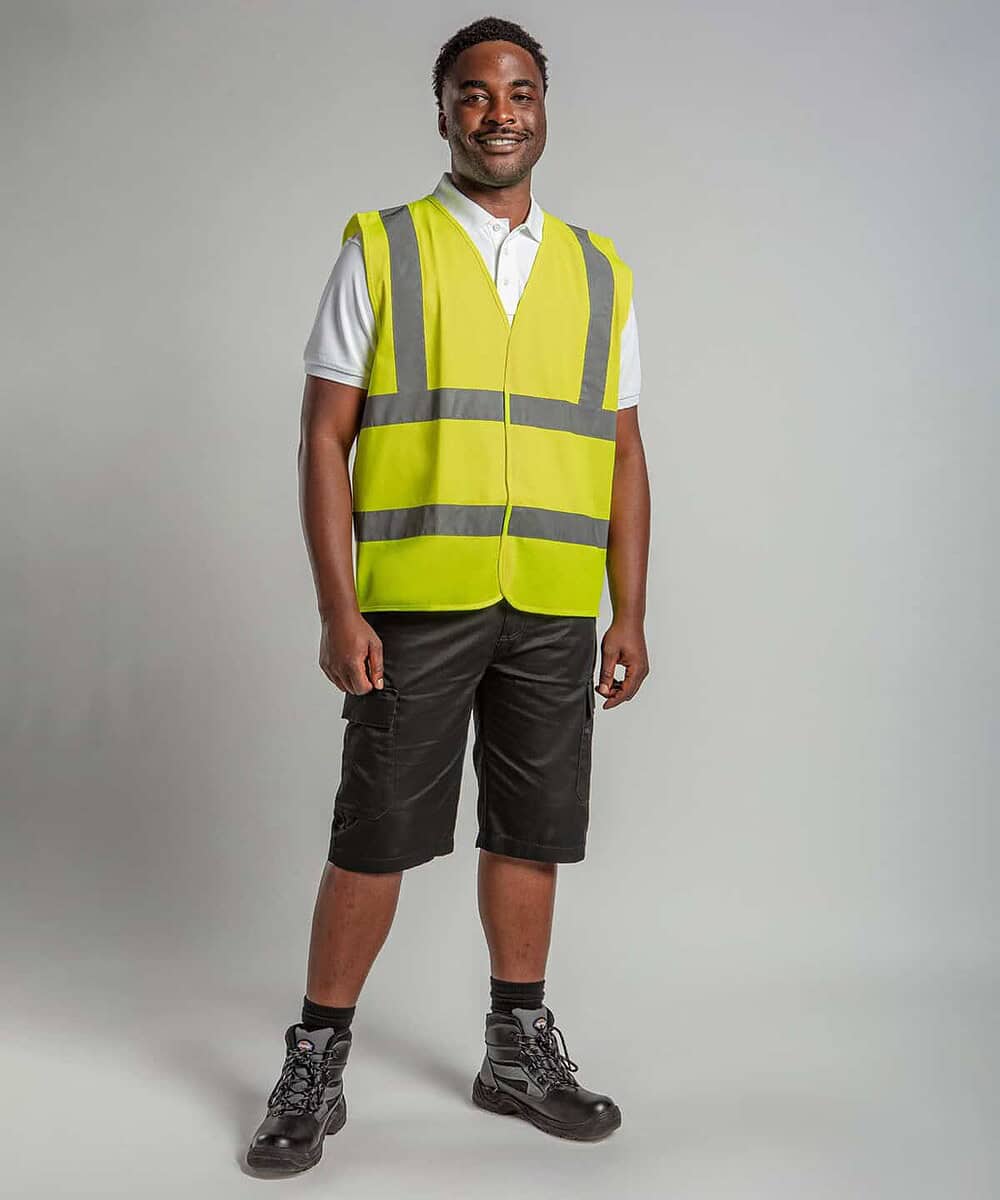 High visibility waistcoat for work safety and visibility.