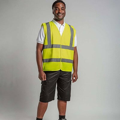 High visibility waistcoat for work safety and visibility.