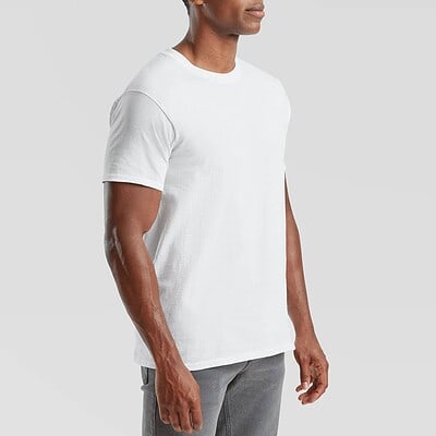 White heavy cotton T-shirt ideal for workwear and uniforms, comfortable and durable.