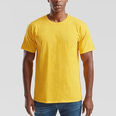 Bright yellow Fruit Of The Loom SS030 T-shirt for workwear and casual wear.