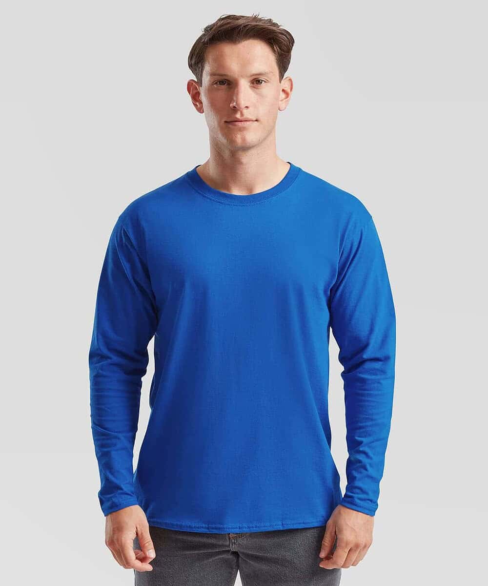 Blue long sleeve workwear T-shirt from Fruit Of The Loom SS032.
