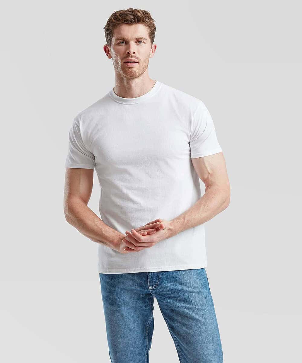 White embroidered work T-shirt for corporate and teamwear use.
