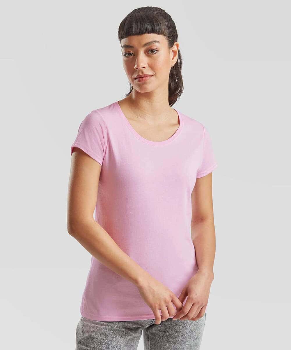 Pink women's T-shirt, ideal for workwear and casual outfits, made from lightweight, breathable fabri.