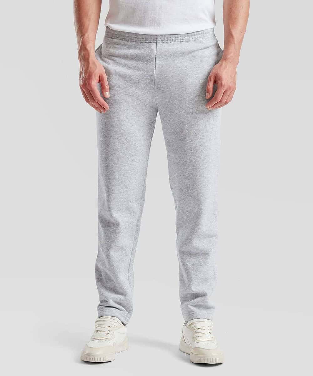 Men's grey open leg sweatpants from Fruit Of The Loom SS324, ideal for branded workwear.