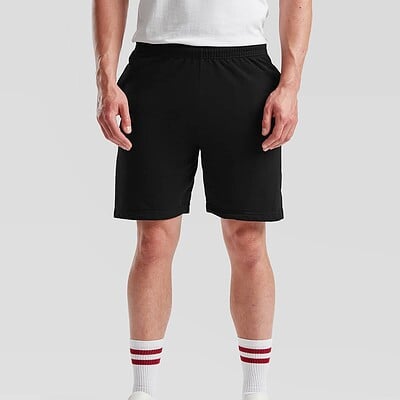 Black casual shorts for men, ideal for sports or leisure wear. Comfortable fit with an elastic waist.