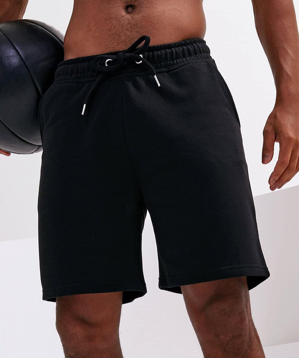 Men's black branded shorts with logo, comfortable for sports and casual wear.