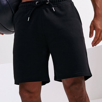 Men's black branded shorts with logo, comfortable for sports and casual wear.