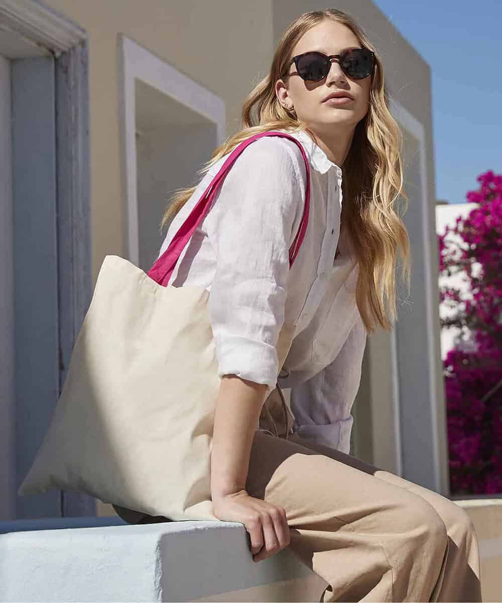 Contrast handle tote bag for life, branded with your logo. Perfect for shopping or casual outings.