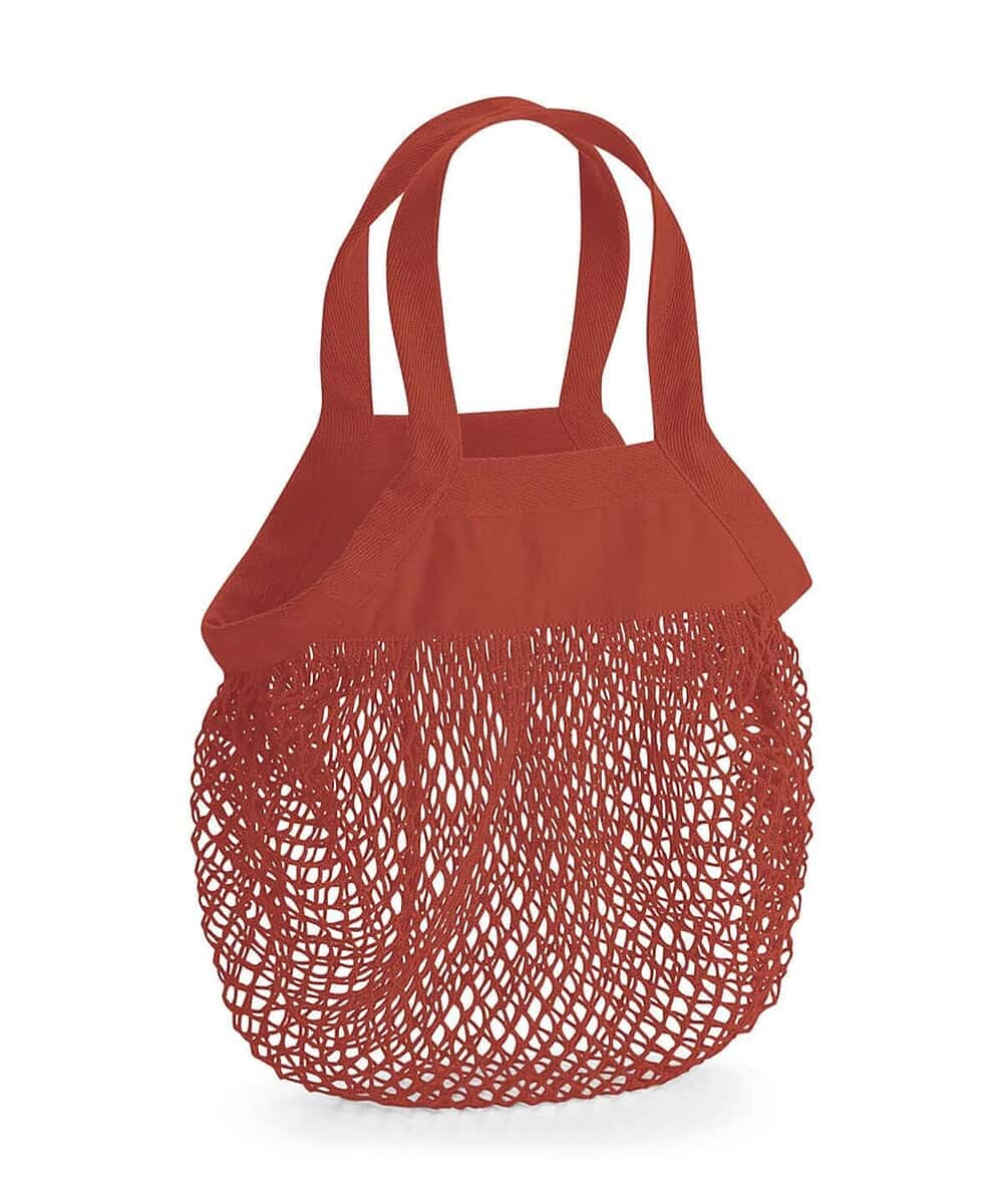 Eco-friendly organic cotton mesh grocery bag with handles and space for branding.