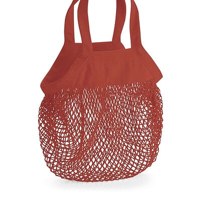 Eco-friendly organic cotton mesh grocery bag with handles and space for branding.
