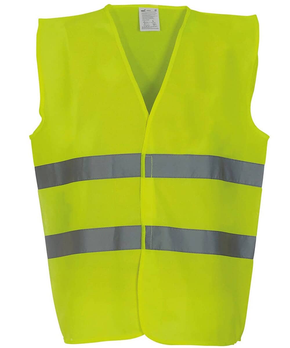 High-visibility safety vest with reflective stripes.