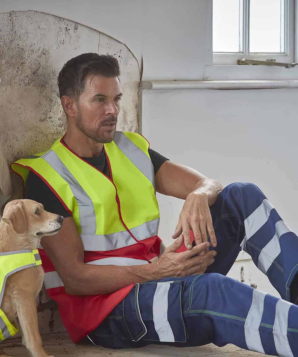 High-Vis Two-Tone Waistcoat with reflective strips, ideal for safety and visibility at work.