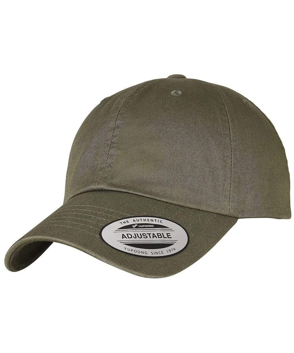 Adjustable Eco-Wash Dad Cap with Yupoong branding.