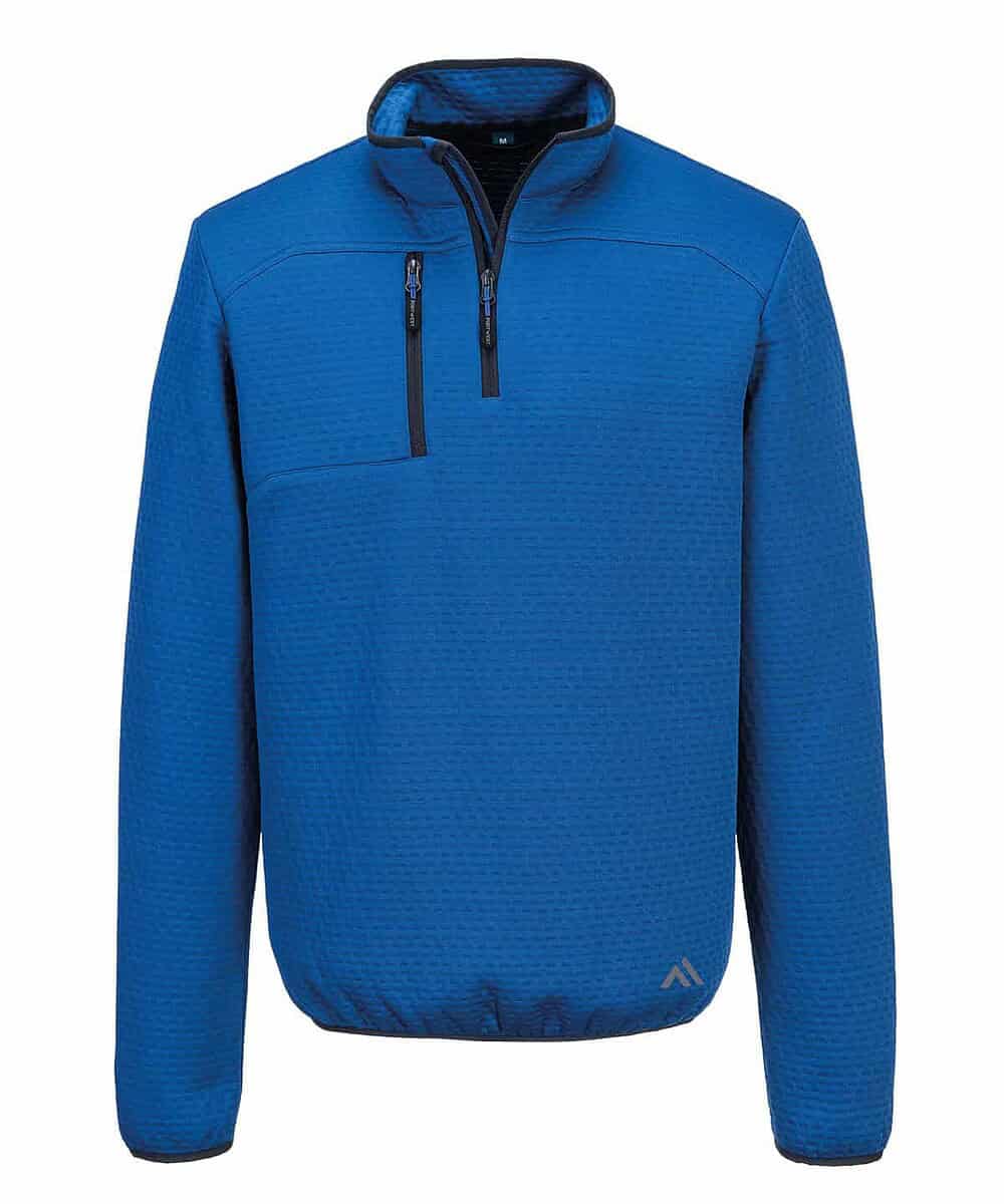 Blue KX3 Sport textured ¼-zip sweatshirt for active workwear.