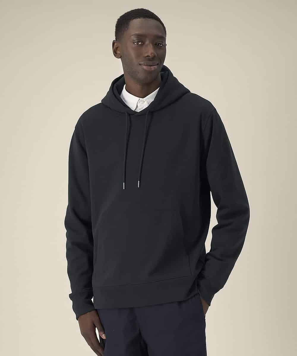 Unisex black hoodie from Stanley/Stella, perfect for branded workwear and team uniforms.