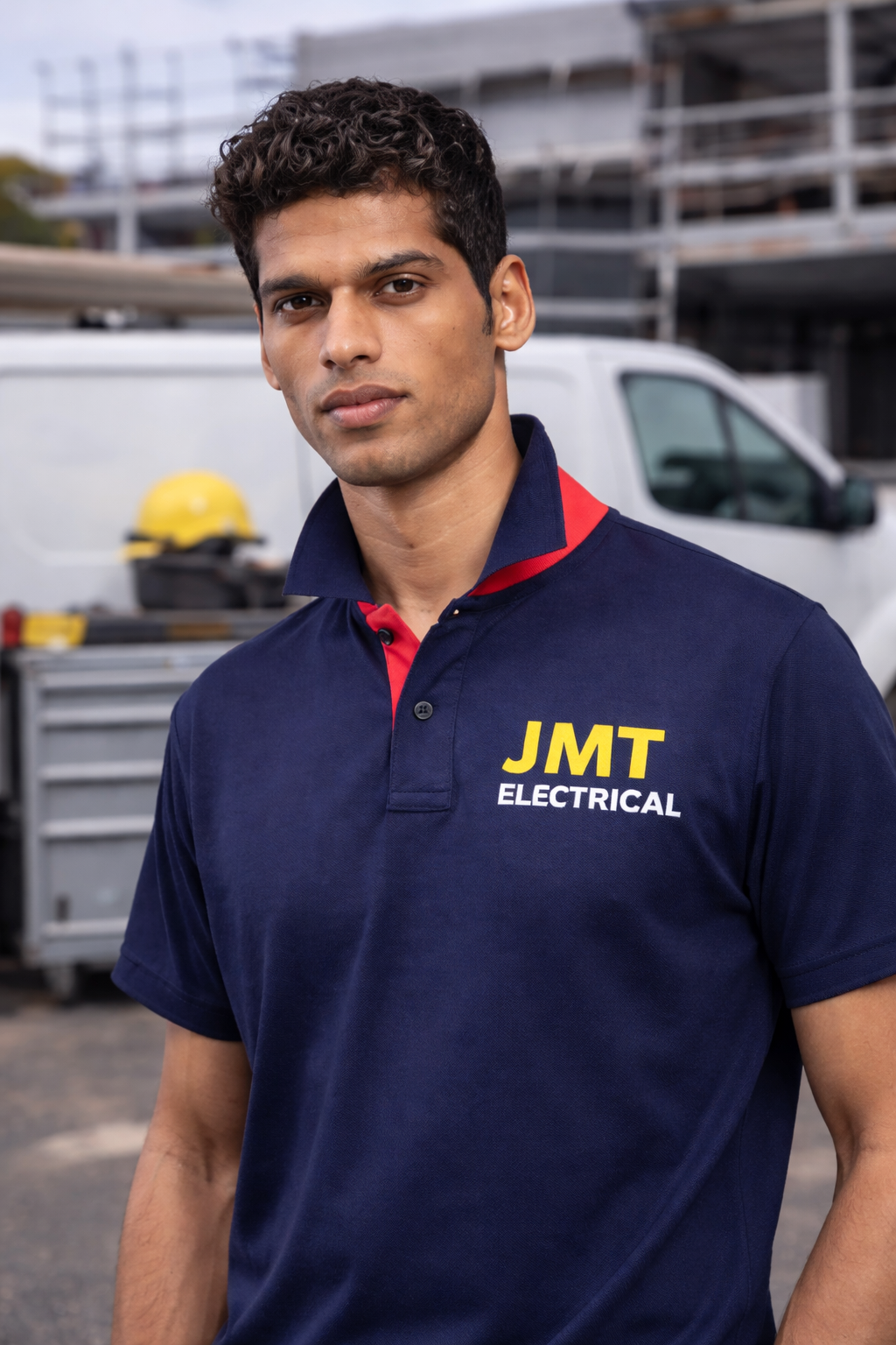 Embroidered polo shirt with logo branding for business workwear